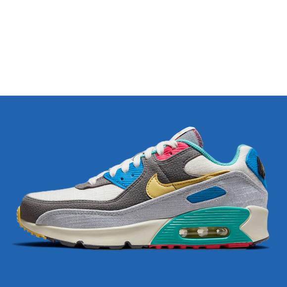NEW NIKE kids' air max 90 running shoes in phantom cellery iron grey